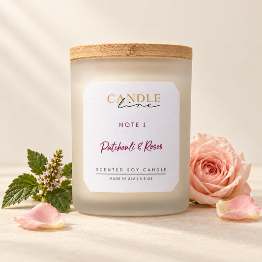 Candle Line Note 1 Patchouli and Roses scented soy candle